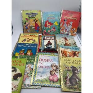 Lot of 13 Little Golden Books Children Baby Animals On Farm Little Mermaid As Is